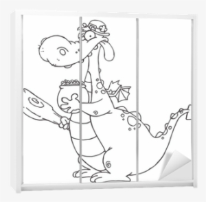 Outlined Dragon Leprechaun Holding A Mace And Pot Of - Dragon Clipart