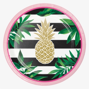 Deluxe Metallic Stamped Pineapple Dessert Plates - Plate