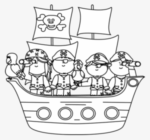 Black Clipart Pirate Ship - Pirate Black And White