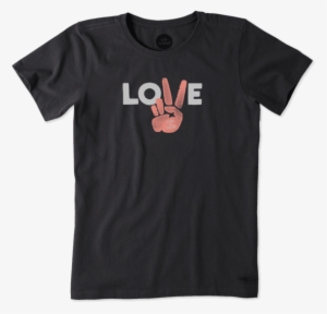 Women's Love Peace Hand Crusher Tee - Eclipse T Shirts Sc