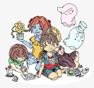 Undertale Undyne Alphys Alphyne Flowey Frisk Chara - Cartoon