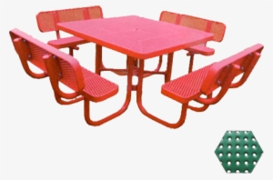Commercial Picnic Table, Plastisol Coated Perforated - Picnic Table