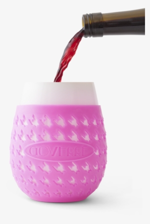 Hot Pink - Goverre Stemless Wine Glass - Thick Glass With Silicone