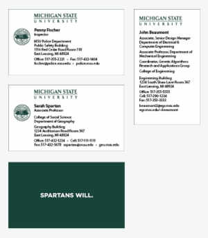Msu Business Card Template Logos And Stationery The - Michigan State University Business Card