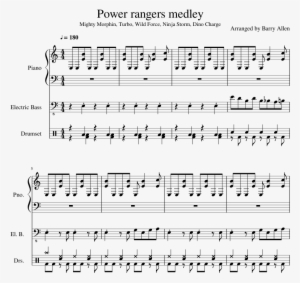 Power Rangers Medley Sheet Music Composed By Arranged - Power Rangers Dino Charge Piano Sheet Music