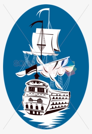 Stock Illustration Of Old Fashioned Cartoon Illustration - Sailing Ship