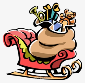 Santa's Sleigh With Sack Of Toys Royalty Free Vector - Santa Claus