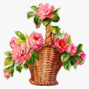 Pink Flower Clipart Flower Basket Pencil And In Color - New Rose Flowers Basket