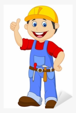Cartoon Handyman With Tools Belt Thumb Up Sticker • - Handyman Cartoon