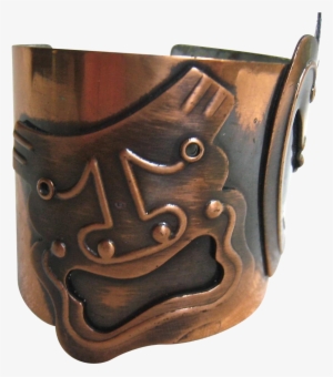 Rebajes Comedy Tragedy Mask Copper Cuff Bracelet - Wood