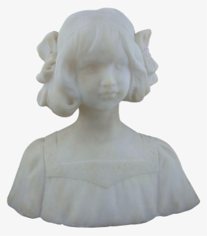 Hand Carved Marble Bust Of A Young Girl-19th C - Bust