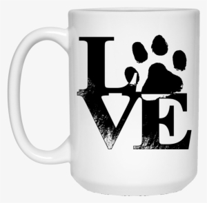 White Mug Paw Print Love - Paw Prints