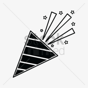 Party Poppers V矢量图形 - Party Popper Black And White Graphic