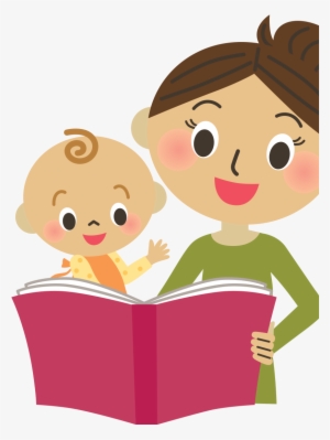 Mom Reading With Child - Cartoon Reading With Parents