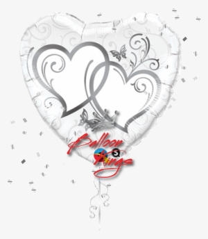 Large Entwined Silver Hearts - Qualatex Entwined Hearts Foil Balloon