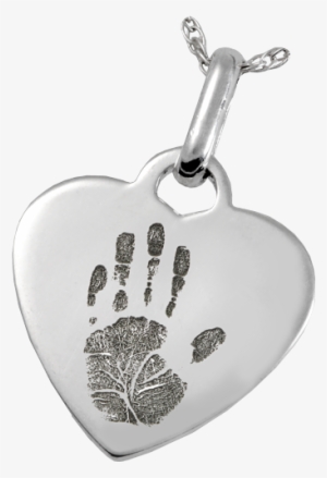 Memorial Jewelry: Sterling Silver Heart Pendant- Handprint