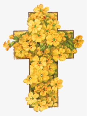 Cross Flowers Cliparts - Cross With Yellow Flowers
