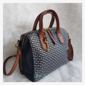 Fossil Zb7272080 Fiona Fabric Satchel Black Stripe - Textile