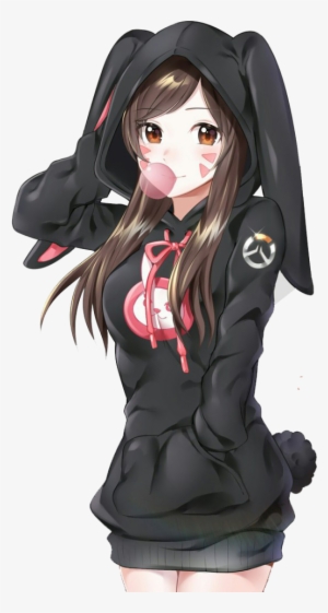#d - Va #overwatch - Anime Girl With Hoodie And Brown Hair