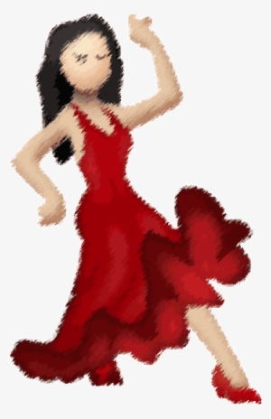 A Pale Skinned, Dancer With Black Hair And A Red Dress - Dance Emoji