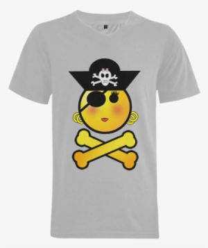 Smiley Emoji Girl Men's V Neck T Shirt - Pirate Day Shower Curtain