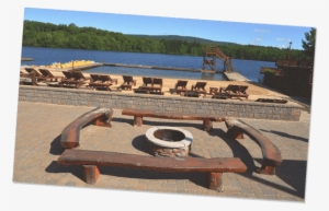 Camp Improv Utopia East Camp Log Firepit - River