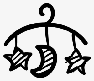 Mobile Toy Hand Drawn Hanging Shapes Logo - Movil De Luna Y Estrellas Vector