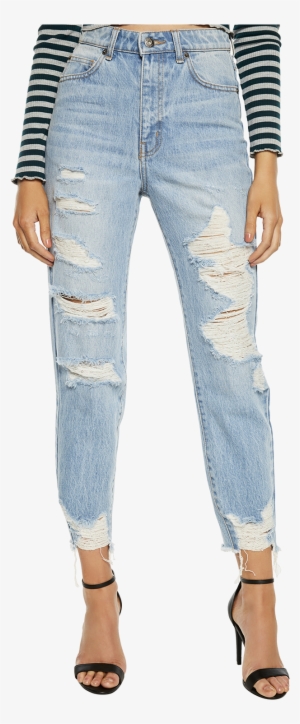 The Mum Jean In Colour Dusty Blue - Jeans