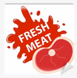 Fresh Meat Emblem Sticker Isolated On White Background - Fresh Orange Logo