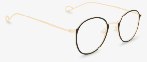 Corner View Of Jeeby Gold Oval Glasses Made From Black - Silver