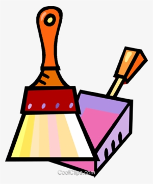 Wisk And Dust Pan Royalty Free Vector Clip Art Illustration - Dustpan