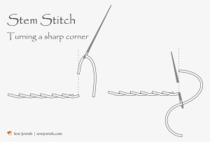 How To Turn Corners When Embroidering Stem Stitch Corner - Line Art