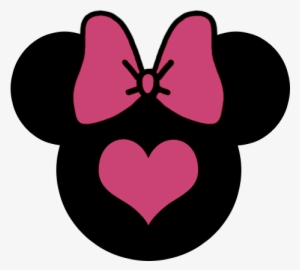 Minnie Pink Bow, Heart - Polka Dot Bow Minnie Mouse Head
