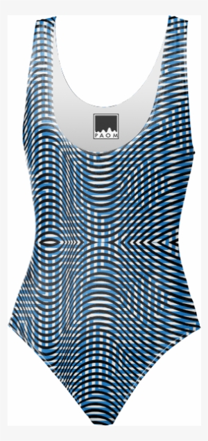 One Piece Swimsuit In Black And Blue Waves $98 - Damen Top Black
