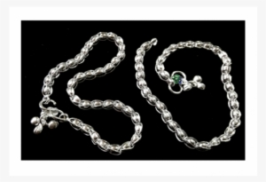 Silver Anklet With Trapped Silver Ball Like Pearls - Silver