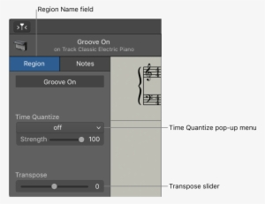 Score Editor Inspector In Region Mode, Showing Controls - Sheet Music