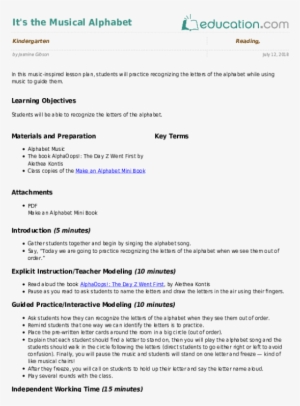 It's The Musical Alphabet - Lesson Plan In Social Studies