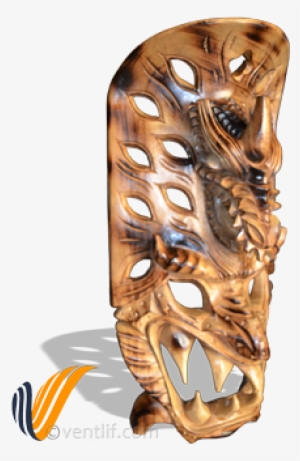 Freestanding Tiki Dragon Mask Wood Carving - Wood Carving