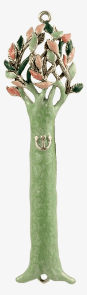 Tree Of Life Mezuzah-green And Pink, By Quest - Pastel Green And Silver Tree Of Life Mezuzah