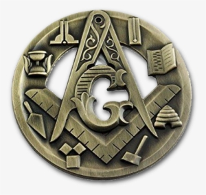 Masonic History - Symbolic Square Compass Round Antique Brass Car Auto