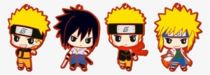 Red Rubber Chibi Naruto Key Chains - Naruto Necklace, Beaded Chain, Black, Orange, Yellow,