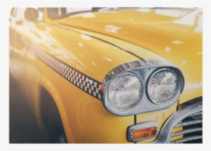 Close Up Headlight Of Yellow Retro Classic Car Poster - Car