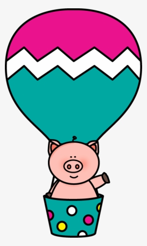Pig In A Hot Air Balloon - Cute Hot Air Balloon Clipart