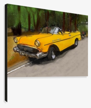 Cuba Yellow Car Canvas Print - Antique Car