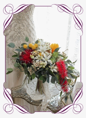 An Elegant Artificial Bridal Cascading / Messy Rustic - Rose Dahlia Peony Bouquet