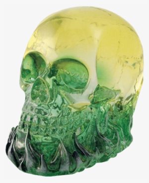 Green Flaming Crystal Skull Statue - Crystal Skull