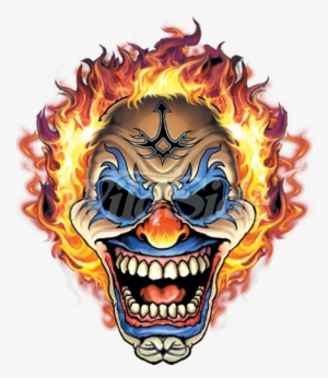 Flaming Clown Skull - Day Of The Dead Costume Hoodie Skull Size: Small, Green