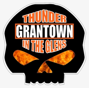 Titg Skull Flaming Eyes White Outline - Thunder In The Glens