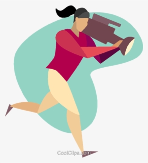 Woman Running With A News Camera Royalty Free Vector - Illustration