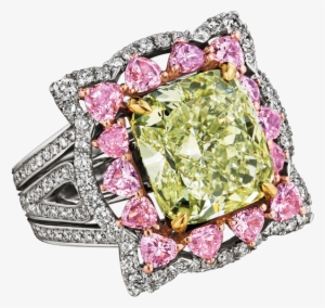Natural Fancy Intense Yellow Green Diamond Ring - Wisdom Of The Plant Devas